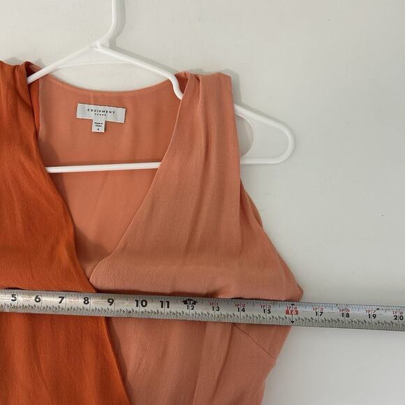 Equipment Femme Galane Two Tone Midi Dress Woman Size 4 Orange Peach - Picture 8 of 9